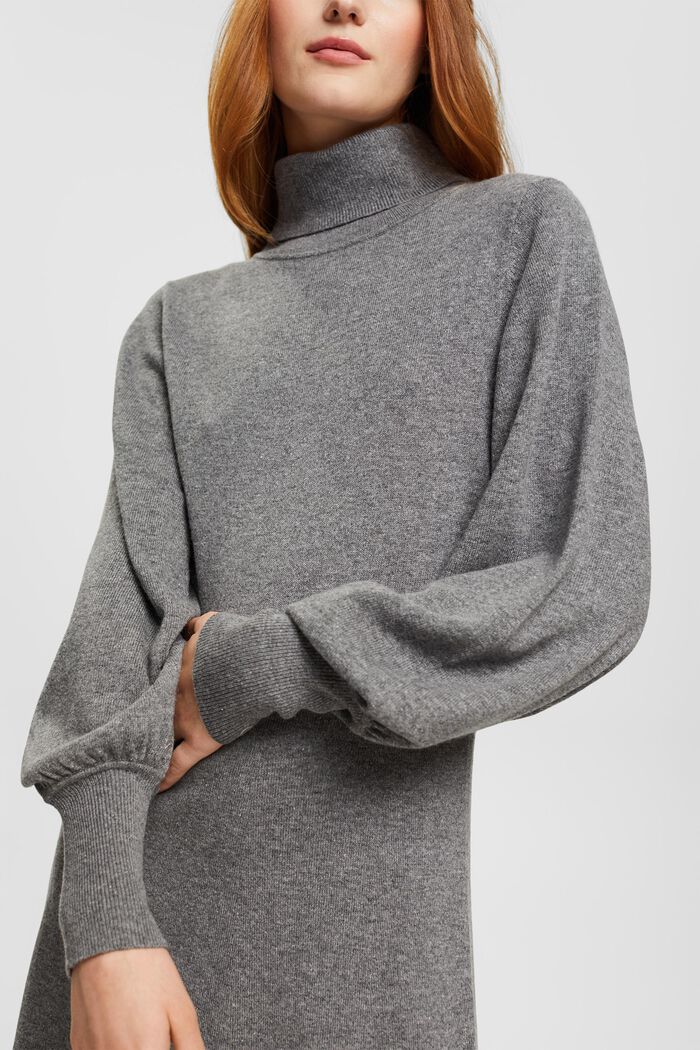 Pulloverkleid mit Rollkragen, Kaschmirmix, MEDIUM GREY, detail image number 2