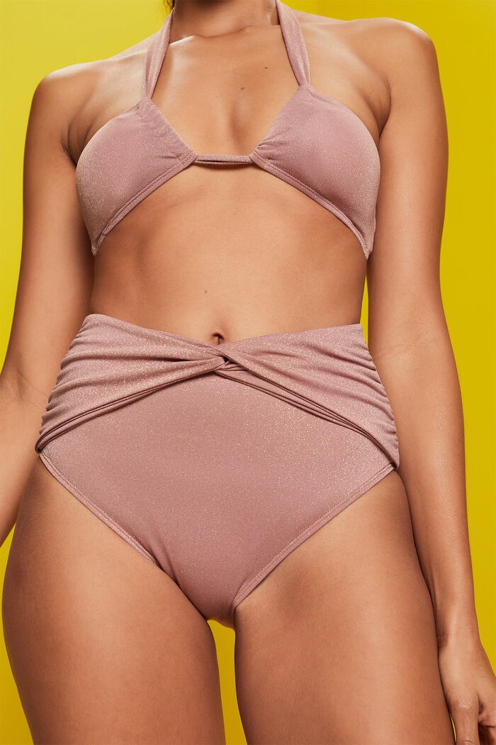 Recycelt: glitzernde Bikinihose mit hohem Bund, CINNAMON, detail image number 1