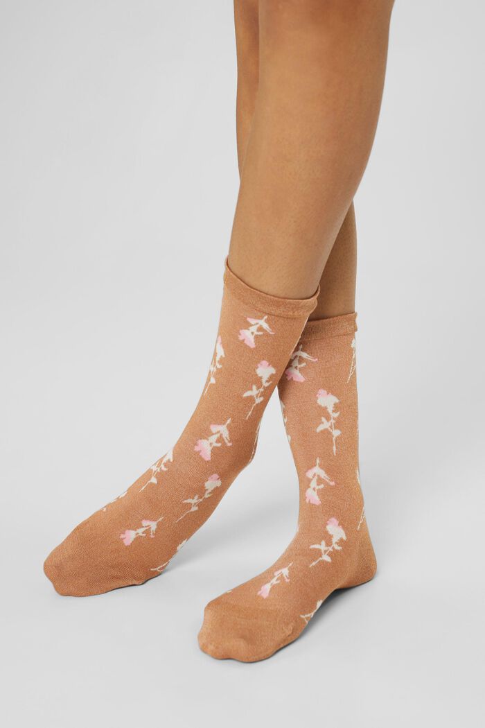 Socken mit Blumenmuster und fluffigem Bündchen, SIENNA, detail image number 2