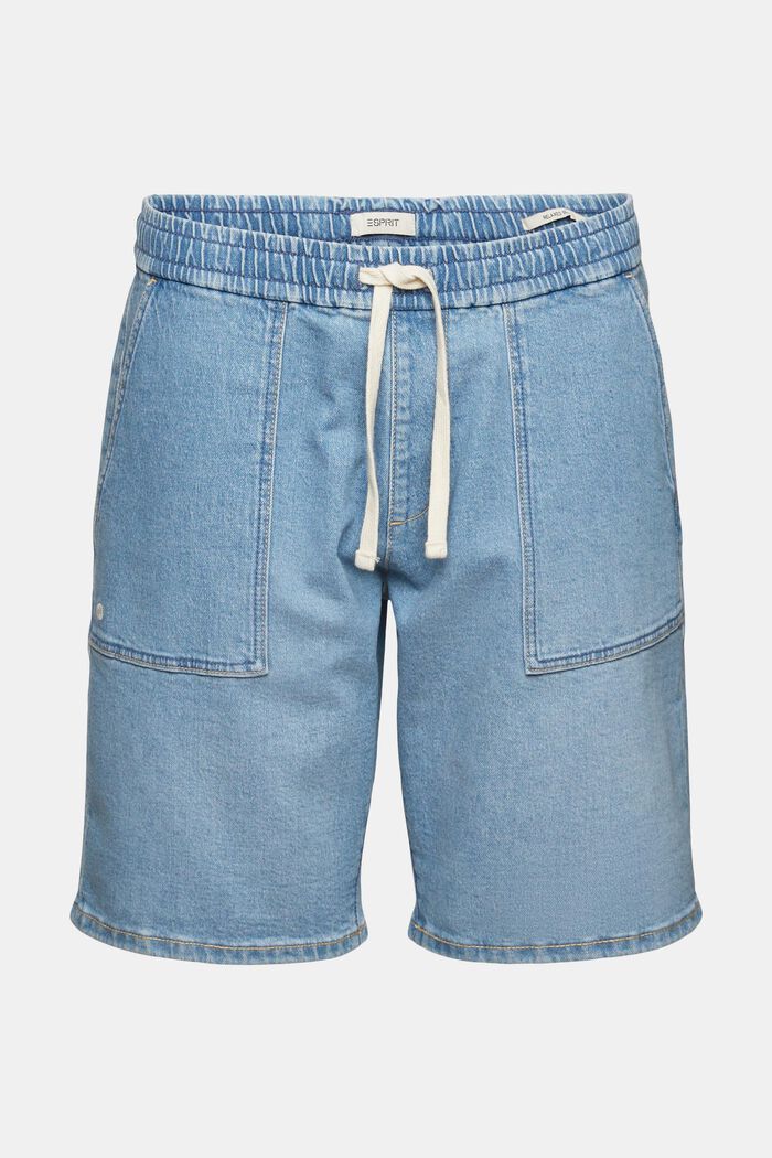 Jeans-Shorts mit Kordelzugbund, BLUE LIGHT WASHED, detail image number 4