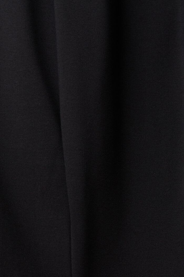 High-Rise-Jerseyhose mit Kunstleder-Besatz, BLACK, detail image number 6