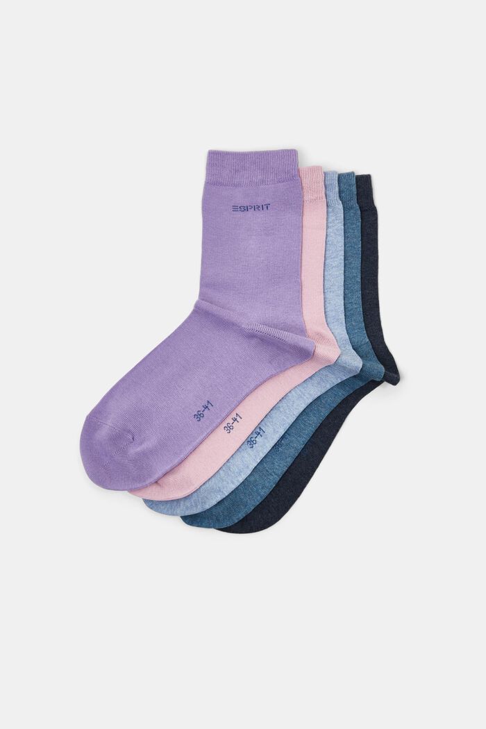 5er-Pack Socken, Organic Cotton, BLUE/LILAC, detail image number 0