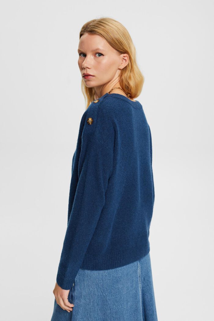 Mit Wolle: gestreifter Pullover, NEW PETROL BLUE, detail image number 4