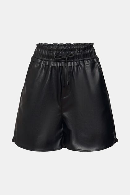 Shorts in Lederoptik, BLACK, overview