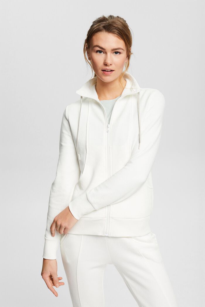 Sweatshirt mit Reißverschluss, Baumwollmix, OFF WHITE, detail image number 0
