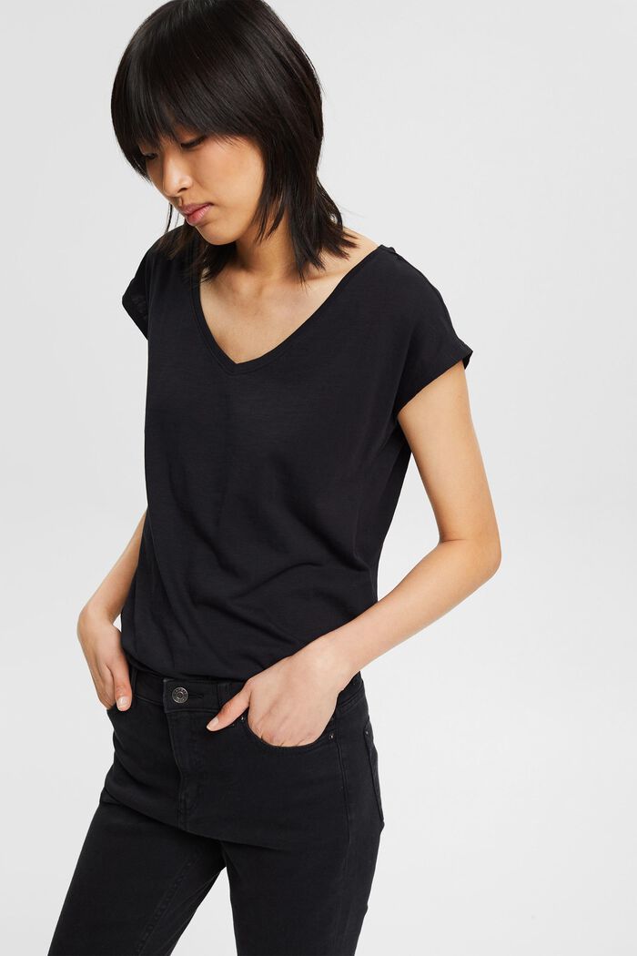 T-Shirt aus 100% Baumwolle, BLACK, overview