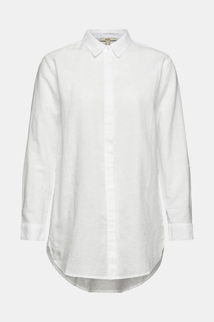 Oversize-Bluse aus Leinenmix, WHITE, detail image number 7