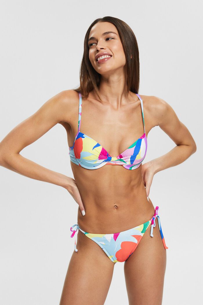 Recycelt: bunt gemustertes Bikini-Top, VIOLET, detail image number 0