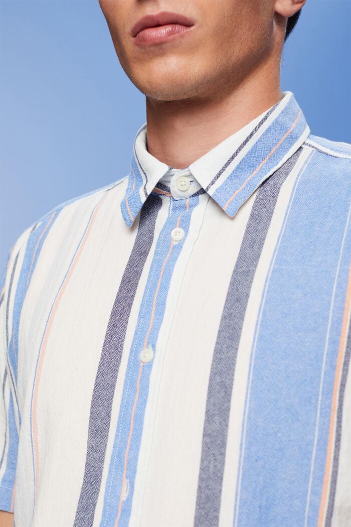 Kurzarm-Hemd mit Streifen, 100% Baumwolle, BRIGHT BLUE, detail image number 2