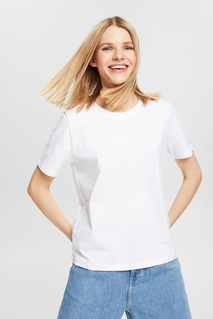Unifarbenes T-Shirt, WHITE, detail image number 4