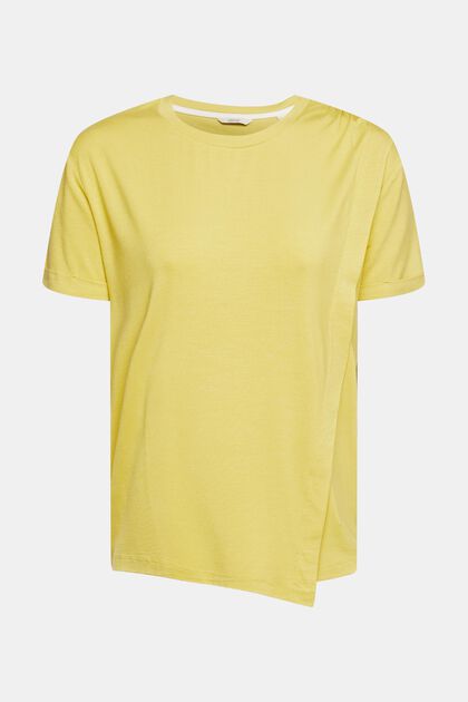 Aus TENCEL™: T-Shirt in drapierter Optik, YELLOW, overview