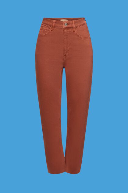 Cropped-Hose mit Fransensaum, RUST BROWN, overview