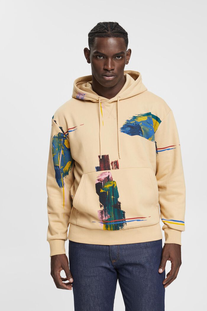 Sweatshirt mit Kapuze und Print, CREAM BEIGE, detail image number 0