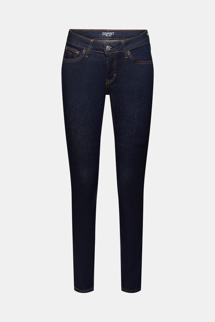Recycelt: Skinny Jeans mit mittelhohem Bund, BLUE RINSE, detail image number 7