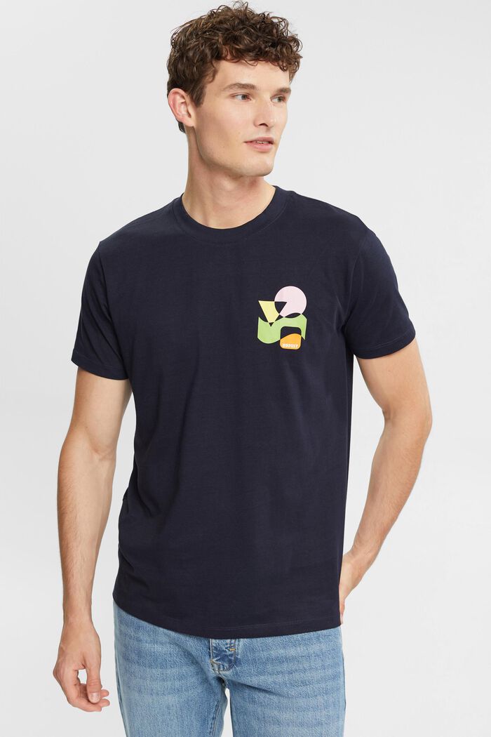 Jersey-T-Shirt mit Print, NAVY, detail image number 0