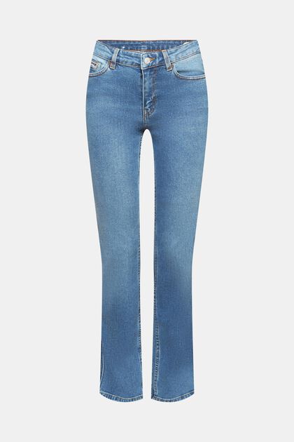 High-Rise-Jeans mit geradem Bein, BLUE LIGHT WASHED, overview