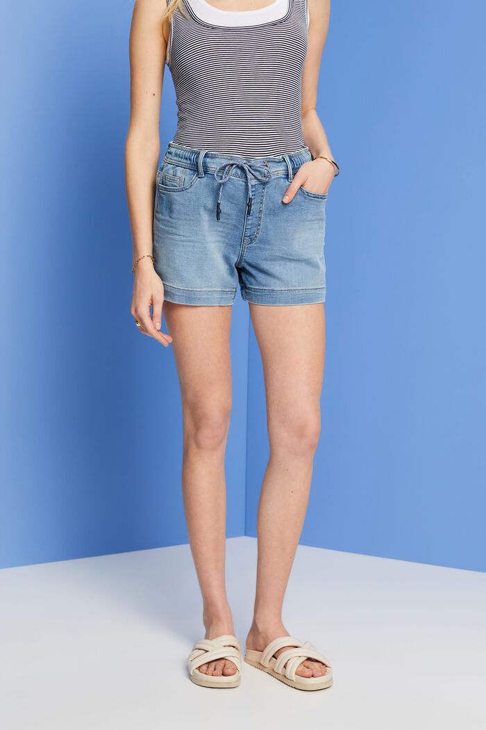 Jeans-Shorts im Jogger-Stil, BLUE LIGHT WASHED, detail image number 0