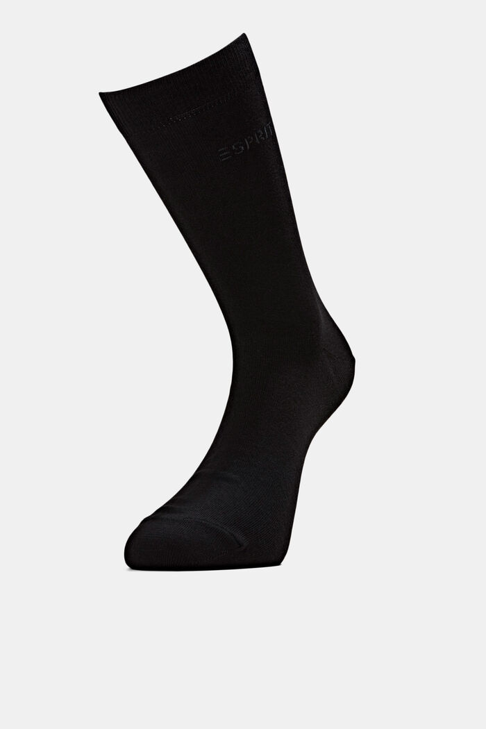 Socken im Doppelpack mit eingestricktem Logo, Bio-Baumwolle, BLACK, detail image number 0