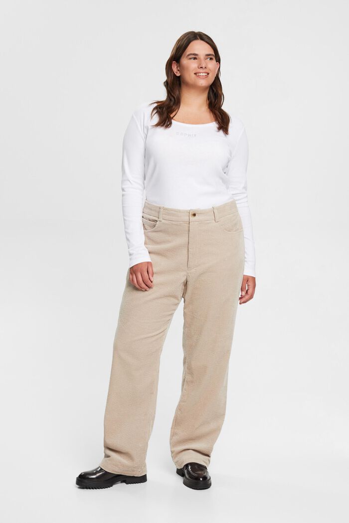 CURVY Cordhose, 100 % Baumwolle, LIGHT TAUPE, detail image number 1
