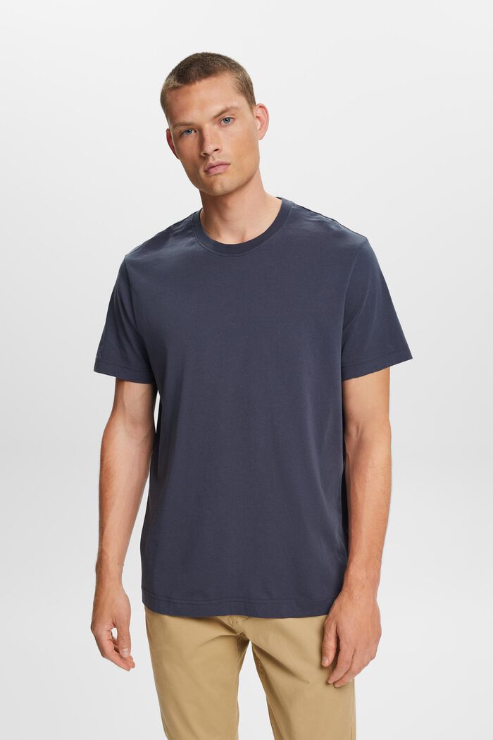 Rundhals-T-Shirt aus Jersey, 100 % Baumwolle, NAVY, detail image number 0