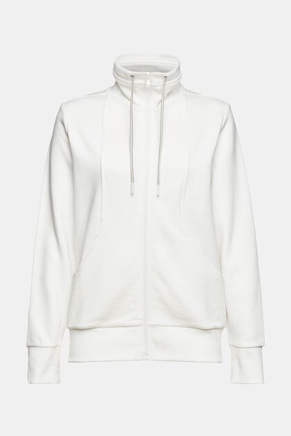 Sweatshirt mit Reißverschluss, Baumwollmix, OFF WHITE, overview
