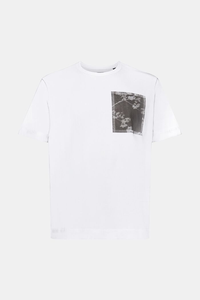 Baumwoll-T-Shirt mit Print auf der Brust, WHITE, detail image number 7