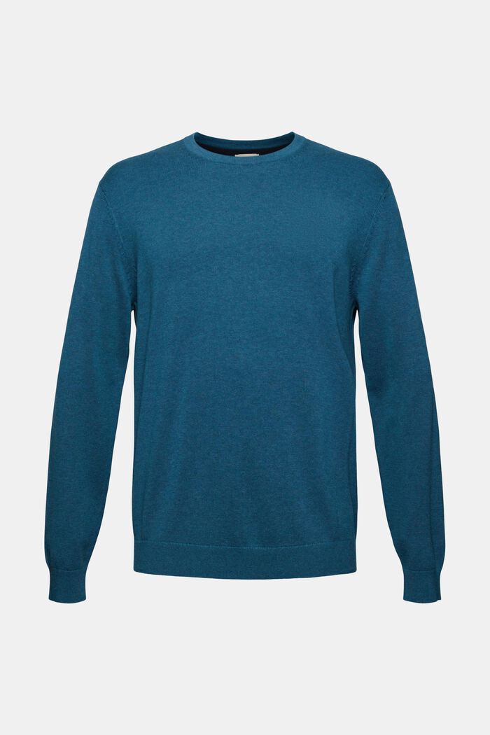 Rundhals-Pullover aus Pima-Baumwolle, PETROL BLUE, detail image number 7
