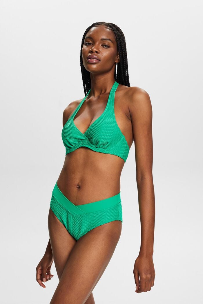 Recycelt: Strukturierte Bikinihose, GREEN, detail image number 0