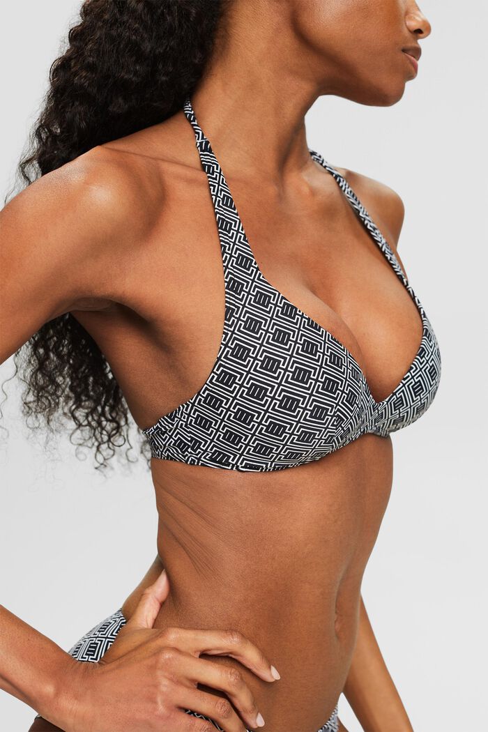 Neckholder-Bikinitop mit Print, BLACK, detail image number 3