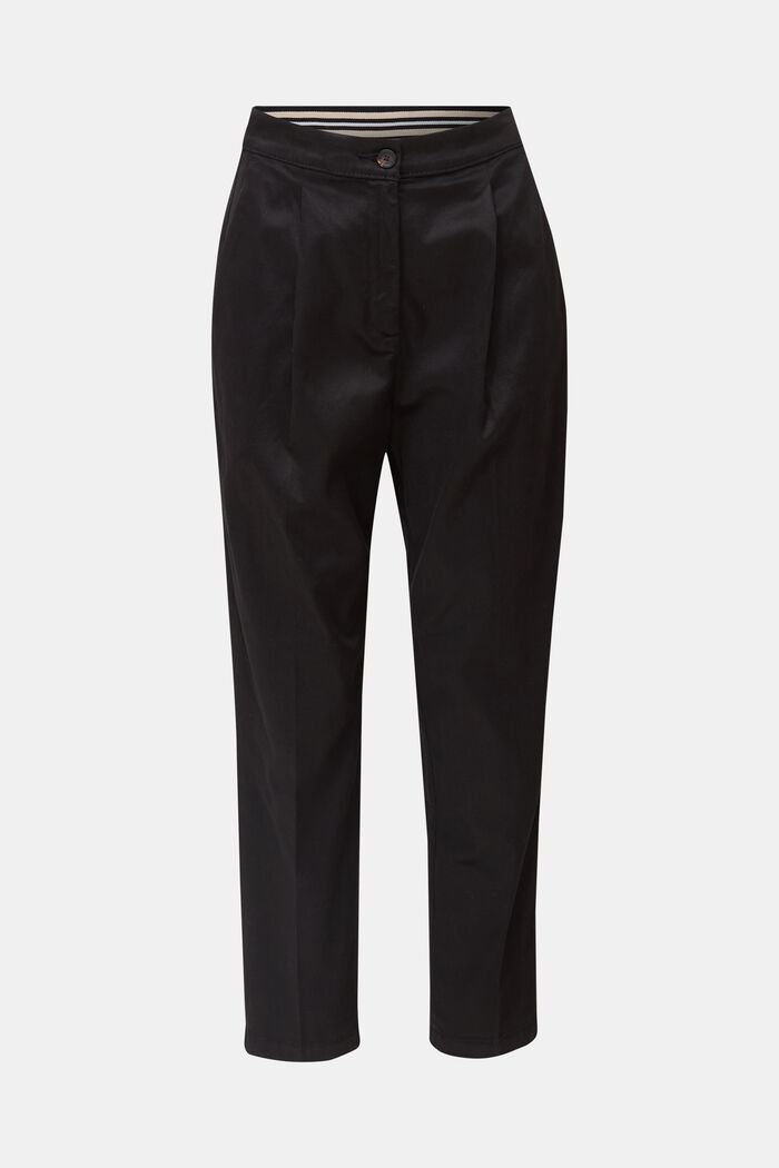 Mit TENCEL™: Pants mit Bundfalten, BLACK, detail image number 0