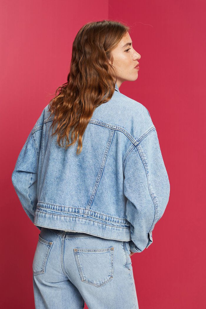 Oversized Jeansjacke in leichter Waschung, BLUE MEDIUM WASHED, detail image number 3