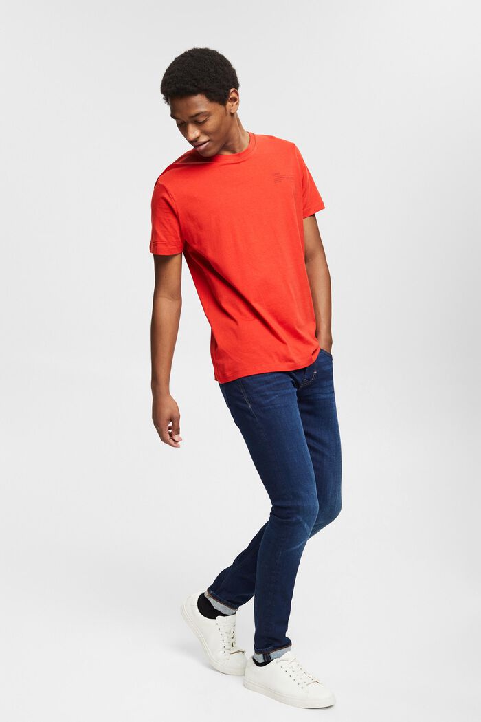Jersey-T-Shirt mit Print, 100% Bio-Baumwolle, RED ORANGE, detail image number 5