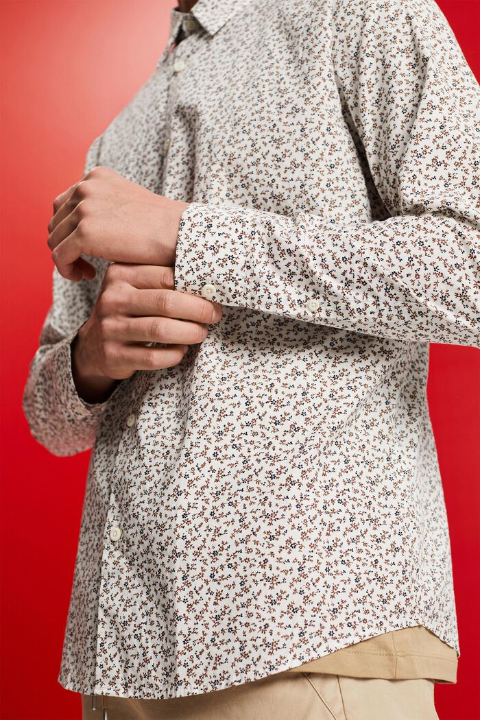 Slim-Fit-Hemd aus Baumwolle mit Muster, OFF WHITE, detail image number 2