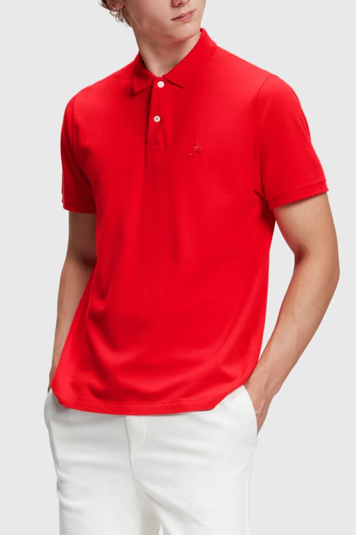 Klassisches Tennis-Poloshirt mit Dolphin-Batch, RED, detail image number 0