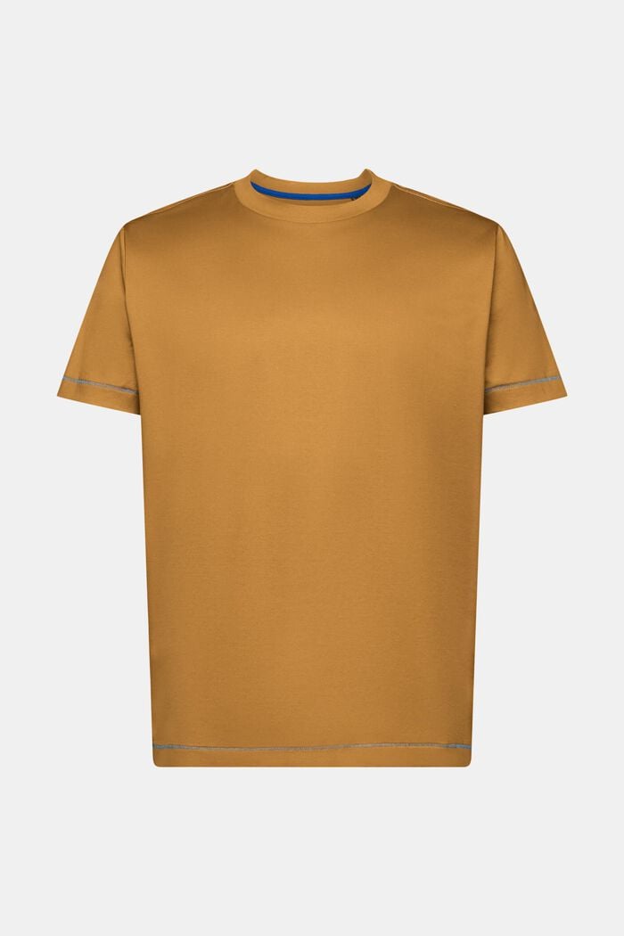 Rundhals-T-Shirt aus Jersey, 100 % Baumwolle, TOFFEE, detail image number 6