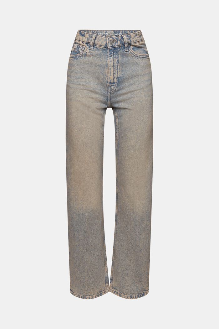 Retro-Jeans mit gerader Passform und hohem Bund, BLUE LIGHT WASHED, detail image number 7