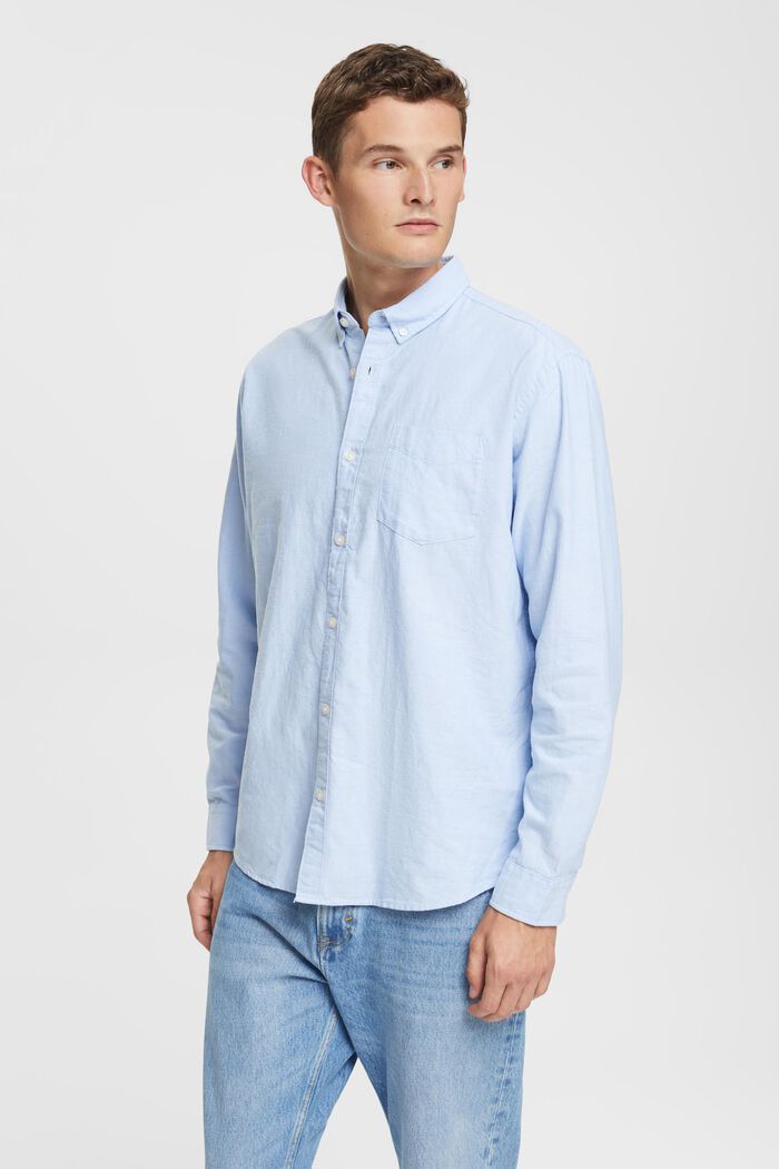Button-Down-Hemd, 100 % Baumwolle, LIGHT BLUE, overview