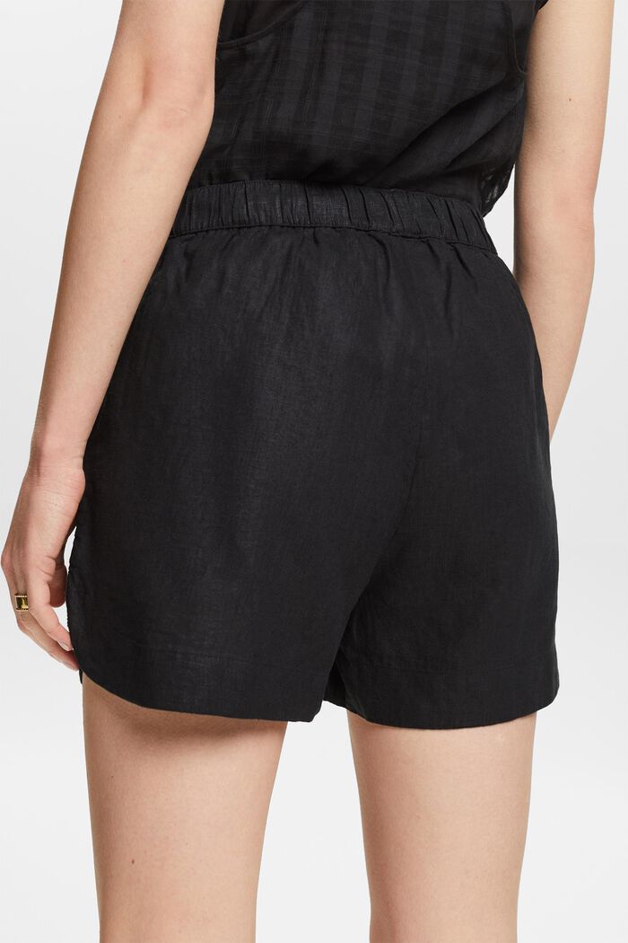 Pull-on-Shorts aus Leinenmix, BLACK, detail image number 4