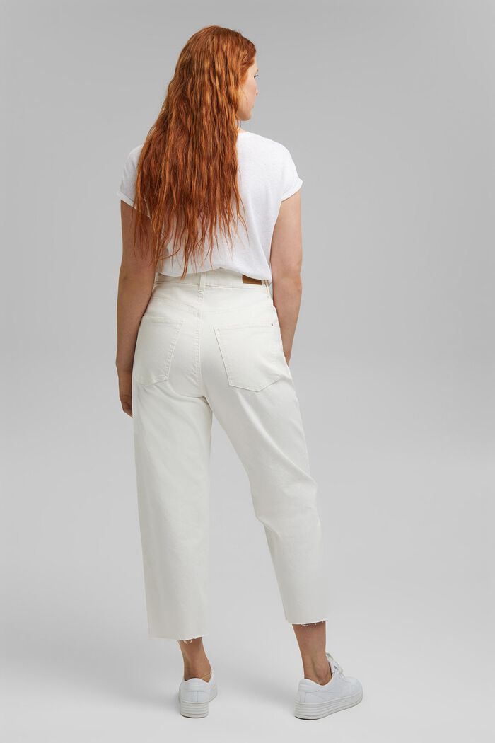 Cropped Jeans mit hohem Bund, Bio-Baumwolle, OFF WHITE, detail image number 3