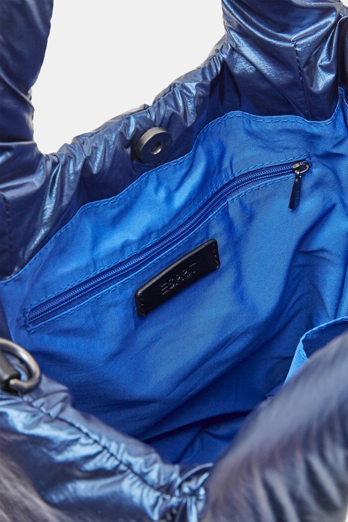 Gesteppte Tote Bag in Metallic-Optik, DARK BLUE, detail image number 3