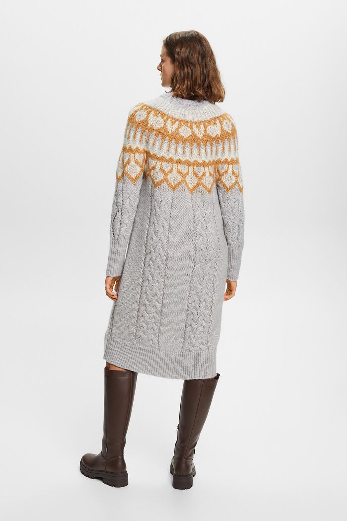 Jacquard-Pulloverkleid aus Zopfstrick, LIGHT GREY, detail image number 4