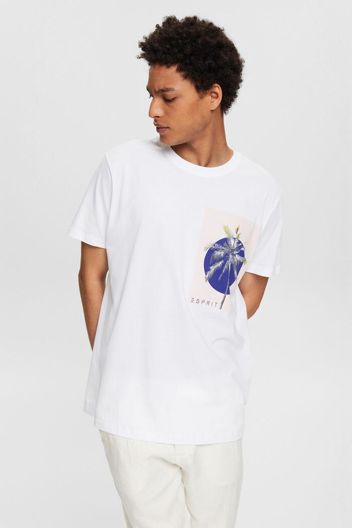 Jersey-T-Shirt mit Print, 100% Baumwolle, WHITE, detail image number 0