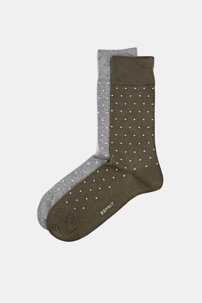 2er-Set Socken mit Pünktchenmuster, Bio-Baumwolle, GREY/GREEN, detail image number 0
