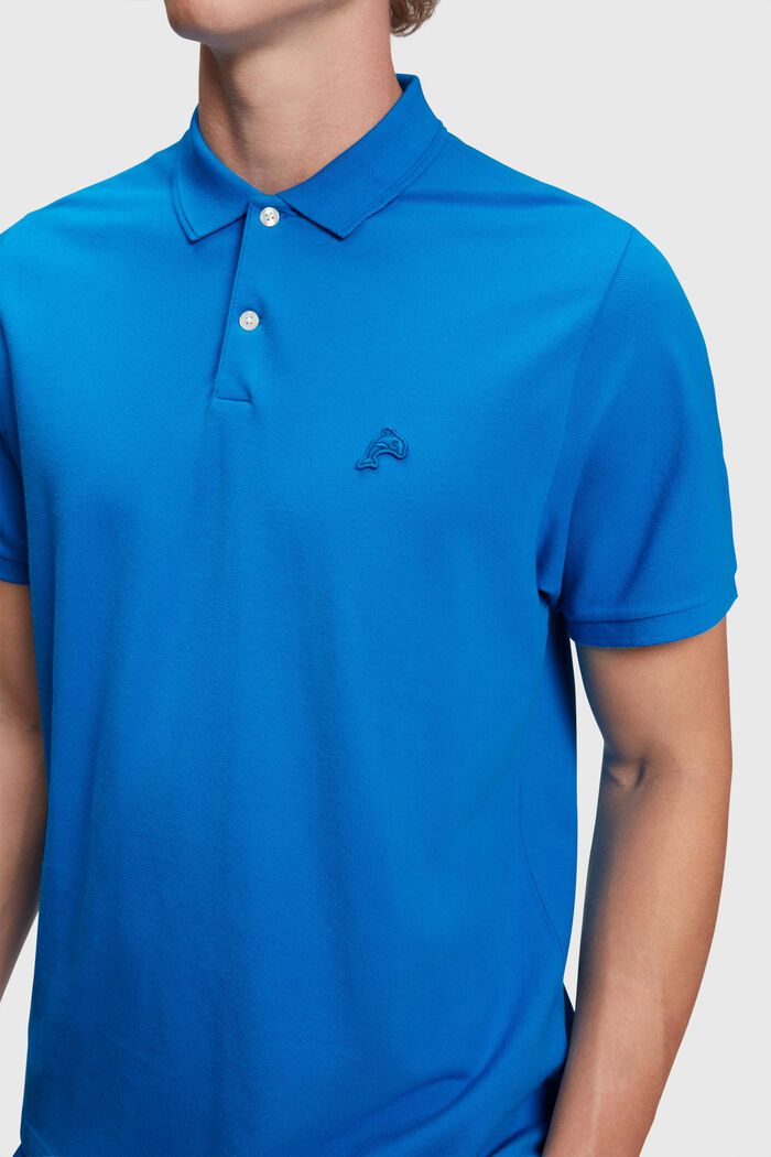 Klassisches Tennis-Poloshirt mit Dolphin-Batch, BLUE, detail image number 2