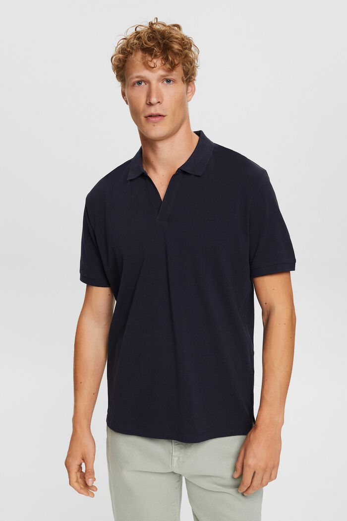 Piqué-Poloshirt aus Baumwolle, NAVY, detail image number 0