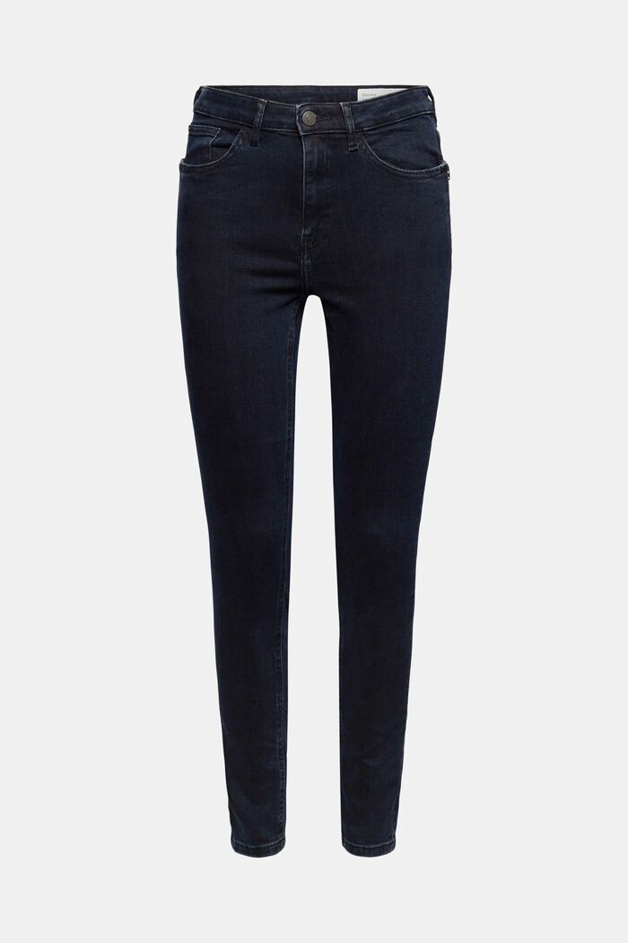 Jeans mit hohem Bund aus Bio-Baumwolle, BLUE BLACK, overview