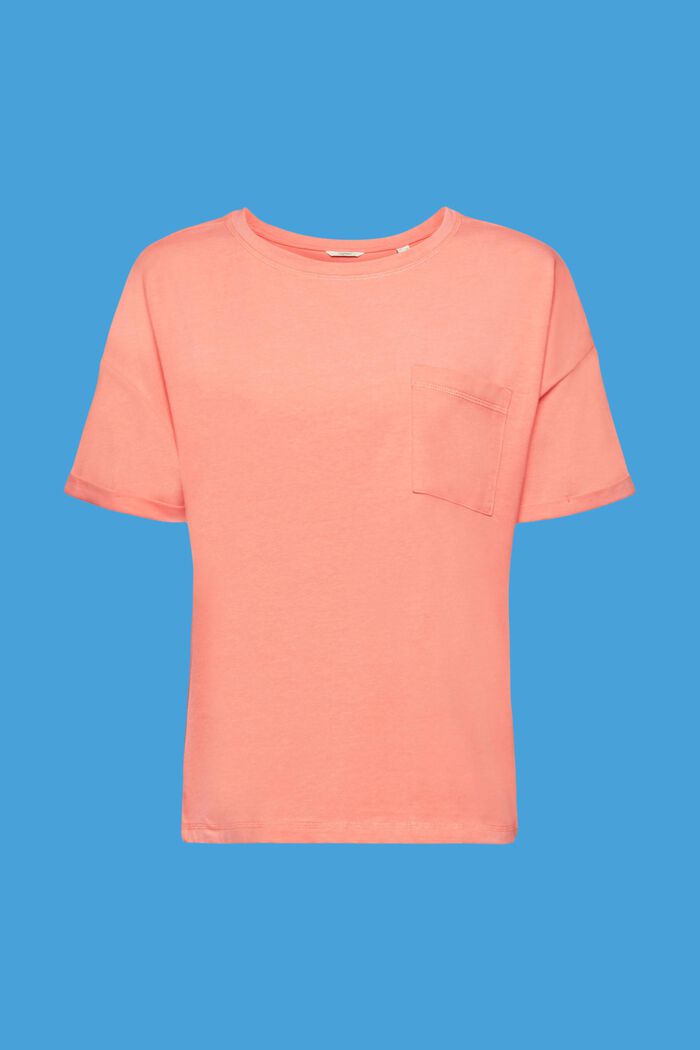 T-Shirt mit Brusttasche aus Baumwoll-Mix, NEW CORAL, detail image number 5