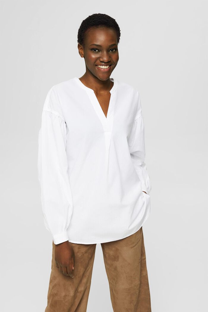 Hemdbluse aus 100% Baumwolle, WHITE, detail image number 0