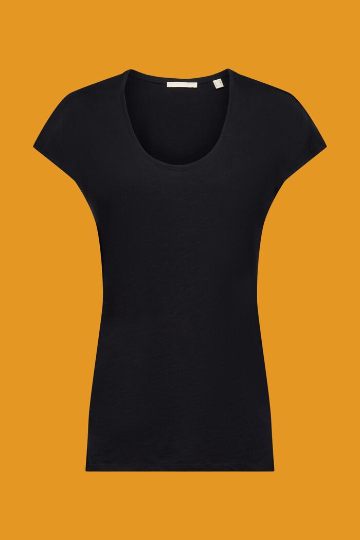 Baumwoll-T-Shirt mit U-Ausschnitt, BLACK, detail image number 6