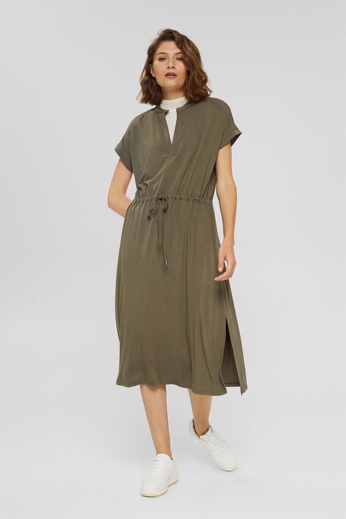 Jersey-Kleid aus LENZING™ ECOVERO™, DARK KHAKI, detail image number 5